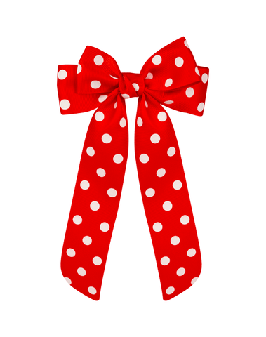 Red Minnie Polka Dot Long Tail Hair Bow