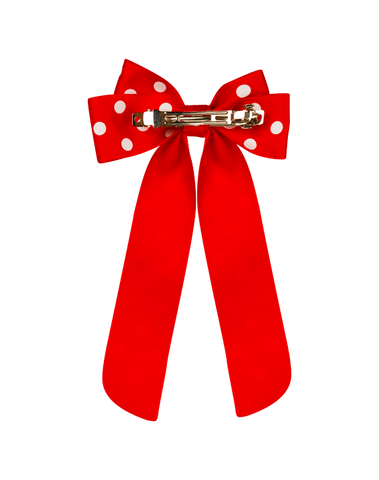 Red Minnie Polka Dot Long Tail Hair Bow