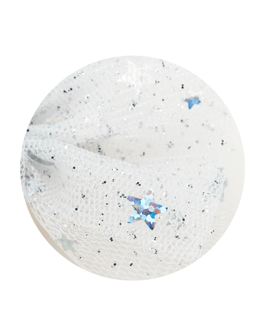 White Stars Pinwheel Tulle Bow Clips