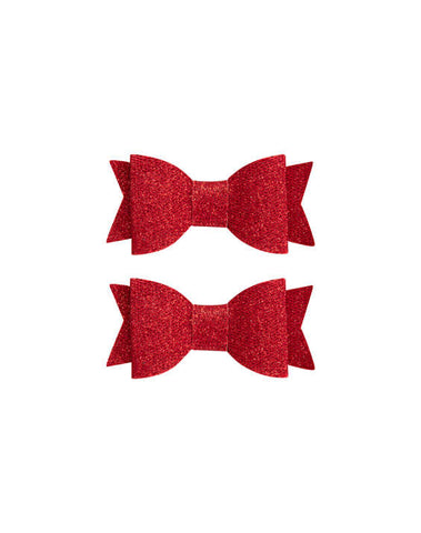 Holly Berry Sparkle Bow Clips