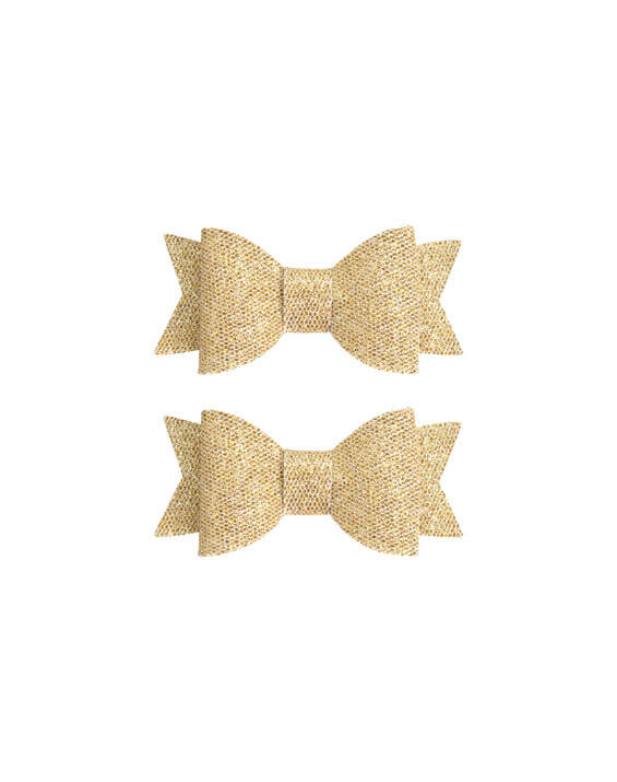 Golden Glow Sparkle Bow Clips