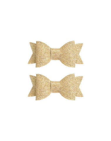 Golden Glow Sparkle Bow Clips