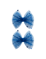 Blue Star Tulle Bow Clips