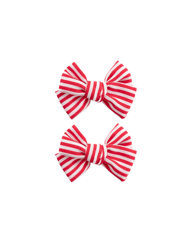 Classic Americana Stripe Bow Clips