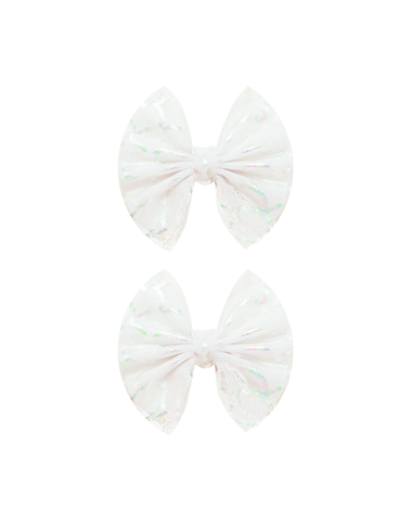Seaside Glow Tulle Bow Clips