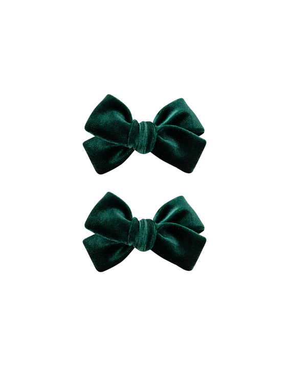 Emerald Green Velvet Bow Clips