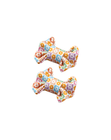 Flower Checkered Bow Clips
