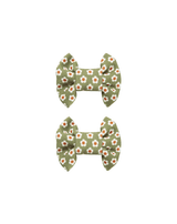 Olive Bloom Bow Clips
