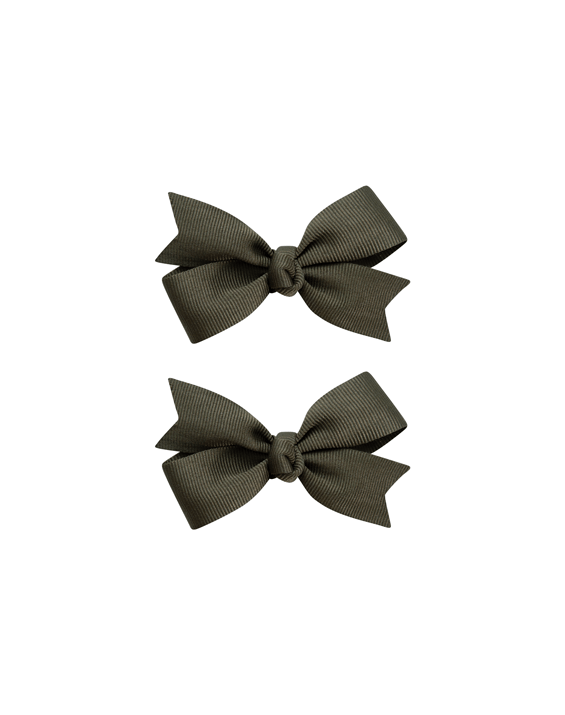 Olive Green Grosgrain Bow Clips