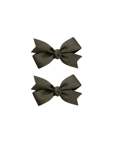 Olive Green Grosgrain Bow Clips