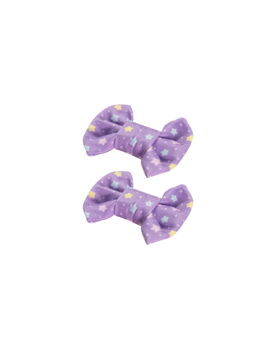 Pastel Star Print Bow Clips