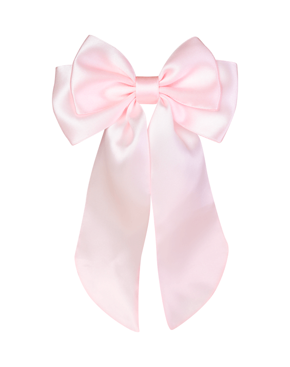 Pink Satin Long Tail Hair Bow