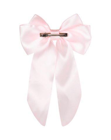 Pink Satin Long Tail Hair Bow