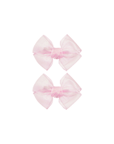 Blushing Petal Shimmer Bow Clips