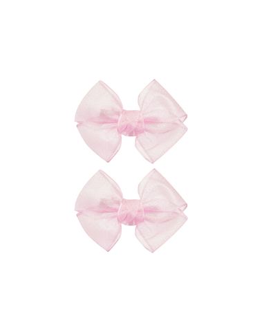 Blushing Petal Shimmer Bow Clips