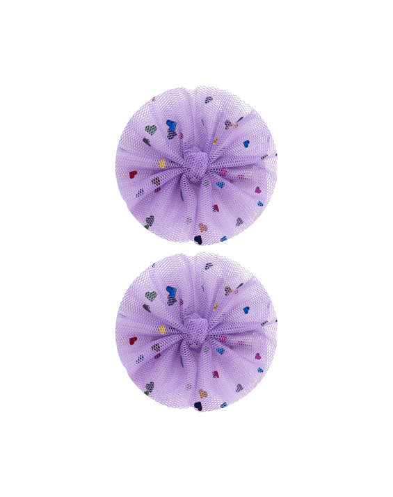 Purple Heart Tulle Bow Clips