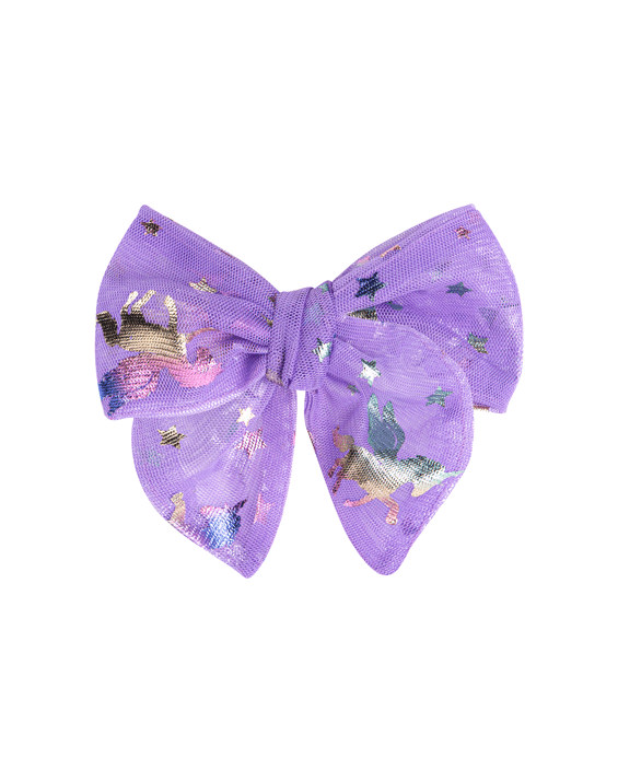 Purple Unicorn Tulle Bow Clip