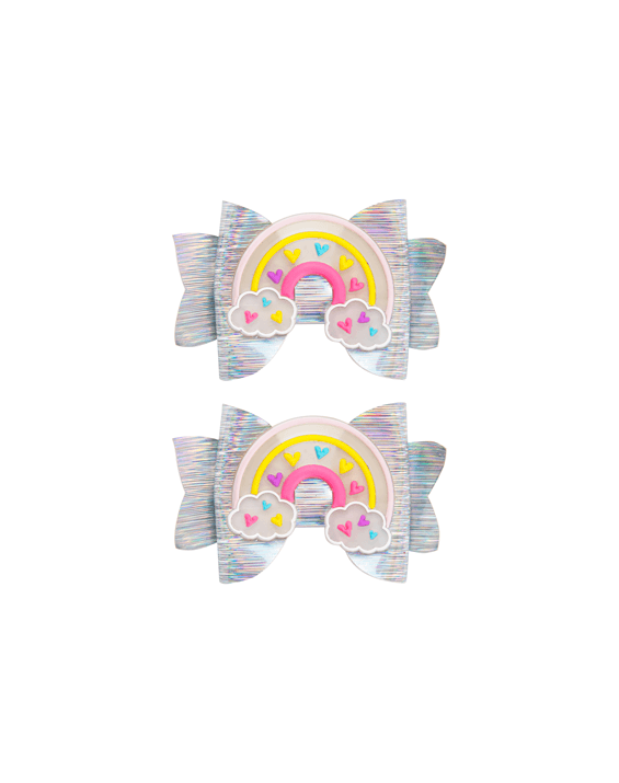 Rainbow Cloud Bow Clips