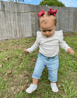 Red Paisley Bow Clips