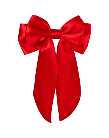 Red Satin Long Tail Hair Bow