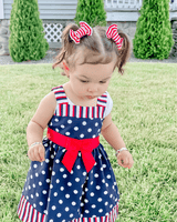 Red Stripe Bow Clips