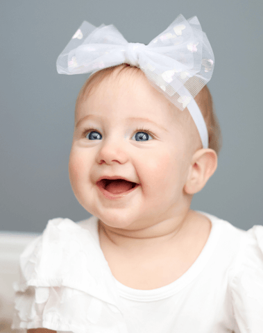 Tulle White Hearts Headband