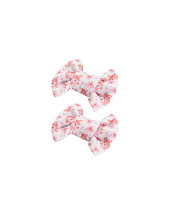 Unicorn Print Bow Clips