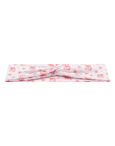 Handmade soft stretchy white watercolor unicorn print mom headband angle view for mommy and me matching by By Bella Boutique