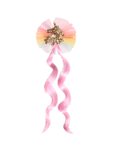 Unicorn Rainbow Bow Clip with Hair Extensions