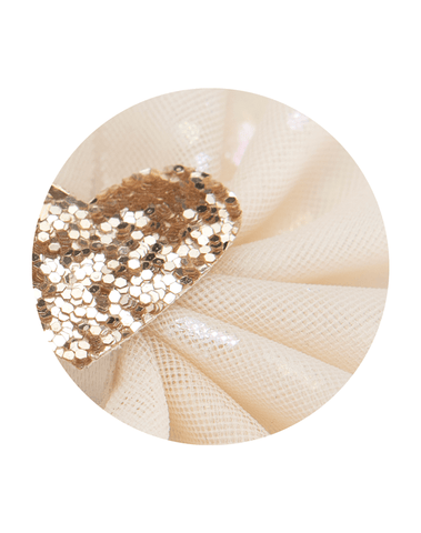 Beige Tulle Heart Bow Clips