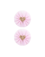 Pink Tulle Heart Bow Clips
