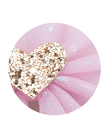 Pink Tulle Heart Bow Clips