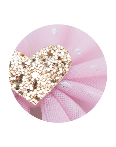 Purple Tulle Heart Bow Clips