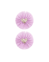Purple Tulle Heart Bow Clips