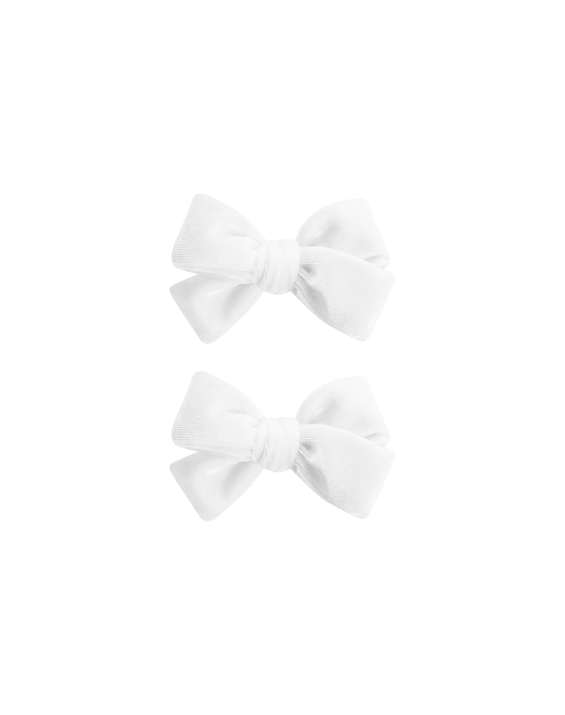 White Velvet Bow Clips