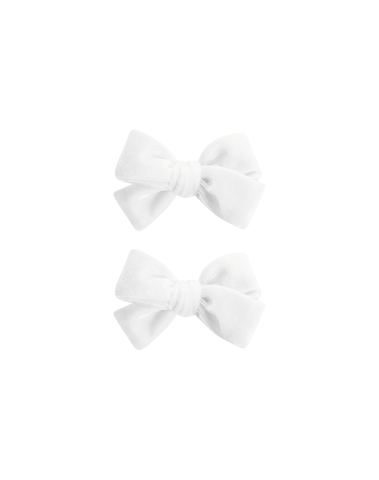 White Velvet Bow Clips