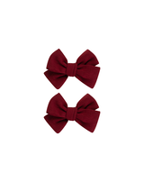 Burgundy Linen Bow Clips