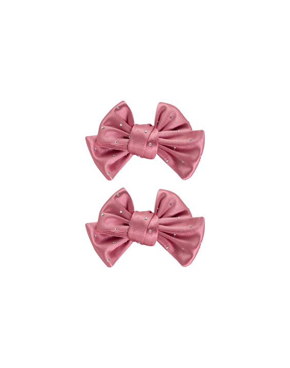 Dusty Rose Starlight Bow Clips