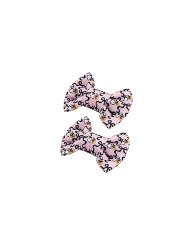 Handmade pink ghost and pumpkin print bow clips, set of two, for toddlers and little girls by By Bella Boutique