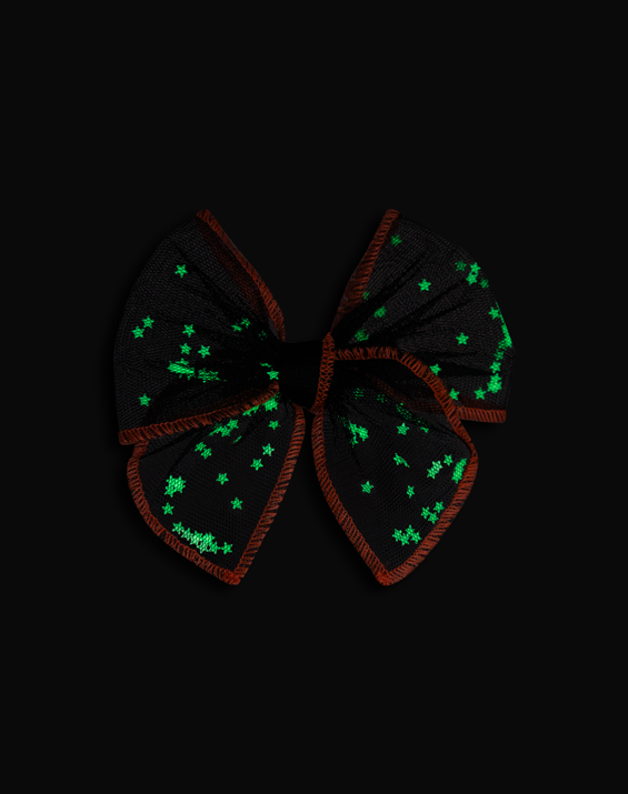 Handmade glow in the dark star shaker bow clip with sealed confetti for girls by By Bella Boutique