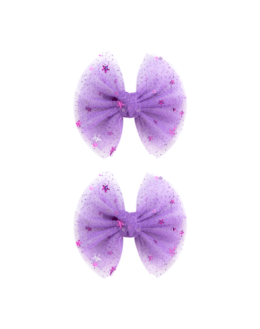 Lilac Boo Tulle Bow Clips