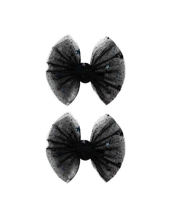 Midnight Magic Tulle Bow Clips