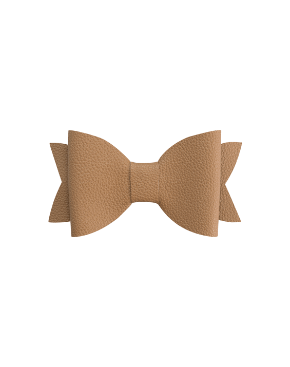 Muted Mocha Faux Leather Bow Clip