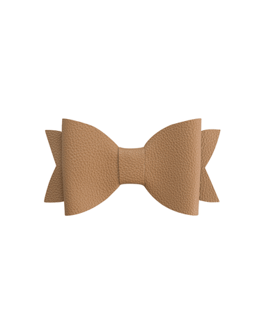 Muted Mocha Faux Leather Bow Clip