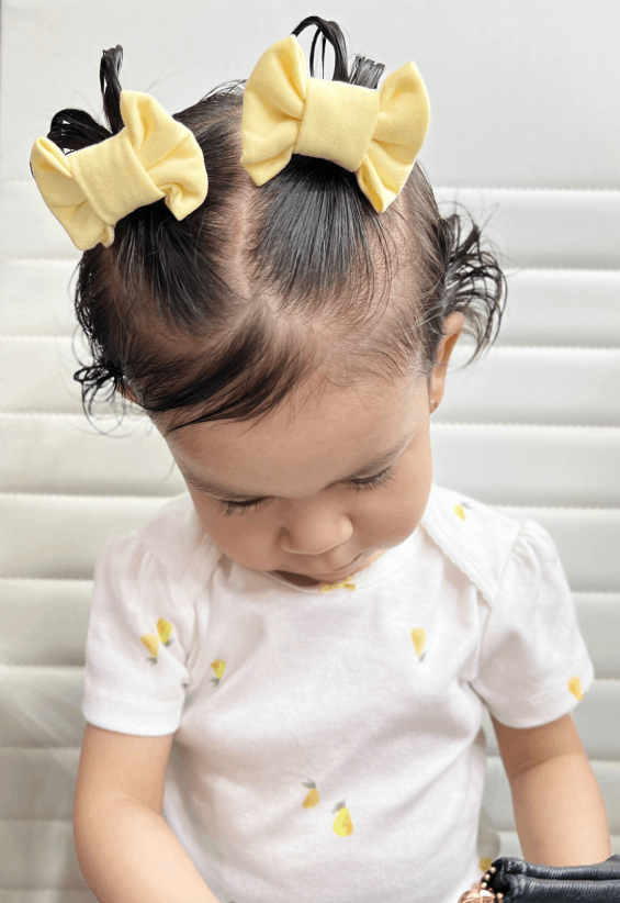 Pastel Yellow Bow Clips