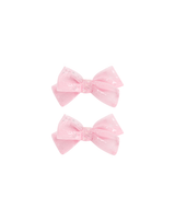 Pink Snowflake Tulle Bow Clips