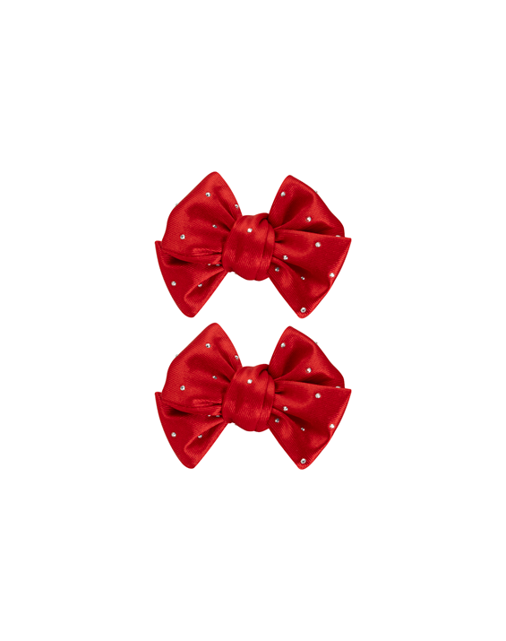 Red Ornament Bow Clips
