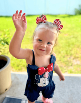 Red Stripe Bow Clips