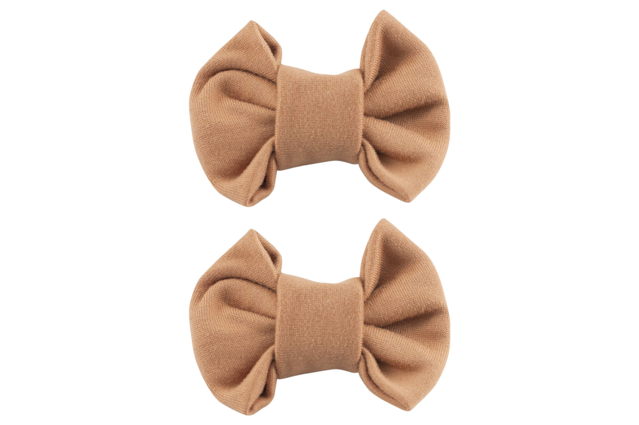 A pair of two handmade bow clips for toddler girls from By Bella Boutique.