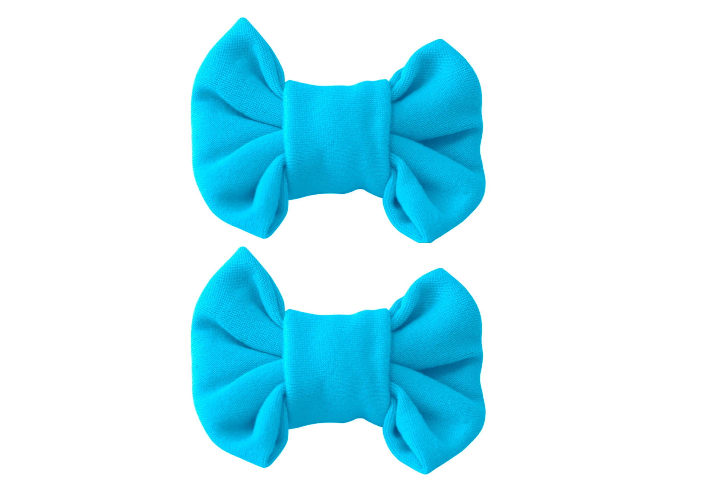 A pair of handmade clip bows for little girls from By Bella Boutique.